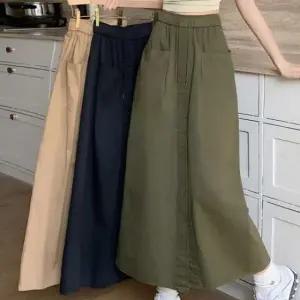 [JED] 허리밴딩 절개 데일리 여성 롱스커트 앞트임 허리끈