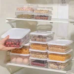 호환  13PCS 봉인 된 보관 상자 신선 유지 봉인 된 용기 냉장고 주최자 고기 냉동 씰링 케이스 대용량 상자