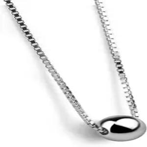 H 뷰티머 925 스털링 실버 이탈리아 핸드메이드 박스 체인 목걸이 - 미니멀리스트 볼 펜던트 18인치 참