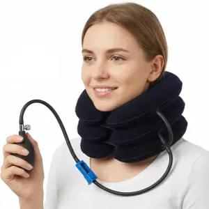 퓨리스토 경추 견인 장치 즉각적인 목 풍선 조절식 스트레칭 브레이스 재택근무 여행용 인체공학적 감압