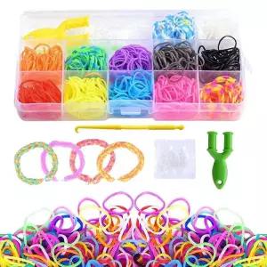 600pcs 다채로운 Loom 고무 밴드 12 색 DIY 팔찌 만들기 키트 선물 아트 공예
