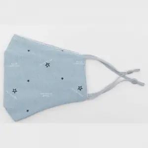 끈조절 별패턴 3겹필터 면마스크 블루 다회용마스크