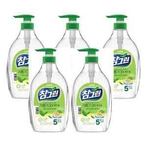 (500g 용기 5개입) 참그린 기름기 뽀드득 라이온코리아/제거/기름때/세제/업소용/식당/설거지/세재/업소