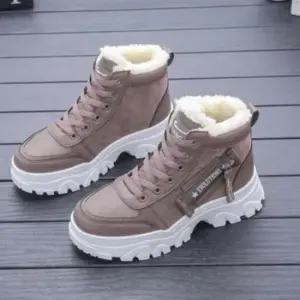 키높이스니커즈 여성 겨울 방한화 하이탑 퍼스니커즈 털운동화 키높이