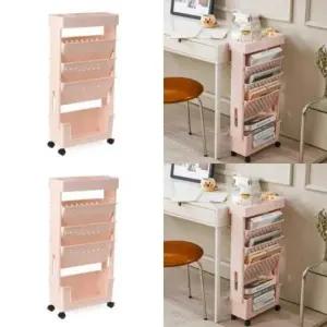 [SBD] 5단 북카트 북트레일러 틈새활용 북트롤리 이동식 핑크