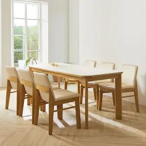 6인용세라믹 원목식탁 인조가죽 의자 6개세트 MD5457