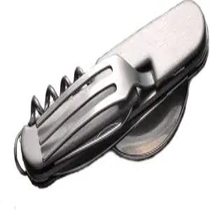 다기능 6-in-1 포크 및 스푼 코르크스크류 조합/야외 캠핑 포크/스푼/테이블 나이프 하이킹 생존 위한 군용