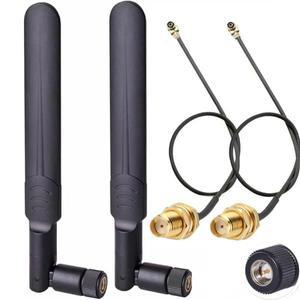 2x 8dBi 2.4GHz 5.8GHz 듀얼 금지 WiFi 안테나 RP-SMA Male +2 15CM I-P-E-X-1 - Female 피그테일 케이블무