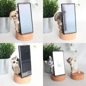 부엉이장식품 아기동물핸드폰거치대 강아지 고양이 부엉이 장식품