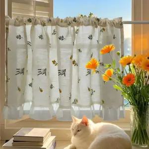 러빙랩 플라워 창문 가리개 가림막 커튼 주방 바란스 커튼 150x60