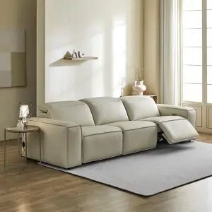 트로이 가죽 3인 리클라이너 소파 + 가죽 쿠션 2개