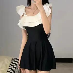 여성 프릴 포인트 비키니 스커트 세트 모노키니 수영복