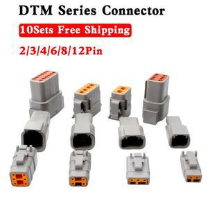 타입 DTM 커넥터 DTM06-2S/DTM04-2P 2P 3P 4P 6P 8P 핀 22-16AWG 방수 전기 10 세트
