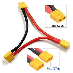 RC Lipo 배터리용 호환 XT60  커넥터 케이블 1-여성-2-남성 플러그 어댑터 2개