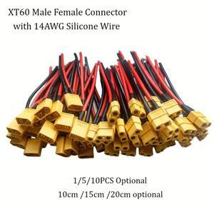 XT60 남성 여성 커넥터 플러그실리콘 와이어 포함 플러그 케이블 RC Lipo 배터리 모터용 호환 듀얼 확장