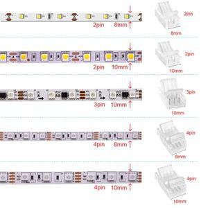 5Pcs 2/3/4Pin RGB LED 스트립-와이어  스트립 커넥터 8mm 10mm SMD 5050 2811 용 호환 와이어되지 않은 클