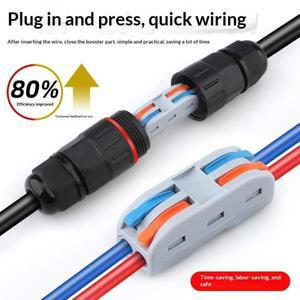 1/3Pcs 와이어 커넥터 IP68 방수 케이블  연결 2 In Out 2/3 핀 전기 터미널 어댑터