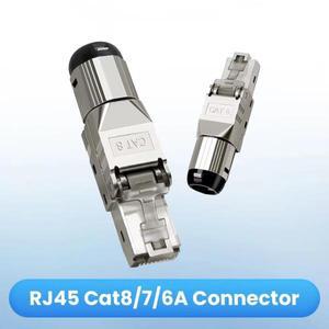 1PCS RJ45 Cat8 Cat6A 커넥터 차폐형 툴리스 모듈형 종단 플러그 2000MHz 40G LAN 케이블22AWG-24AWG용