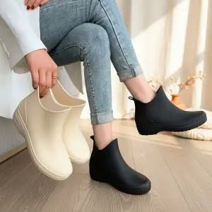 [옷자락]여성 사계절 스타일 앵클 레인부츠 데일리용