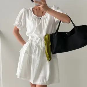 H스타일 OP)엔느스트링핀턱미니원피스 봄 여름 원피스 OPS 데일리 홈웨어 데이트룩