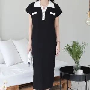 H스타일 OP)카라배색니트롱원피스 봄 여름 원피스 OPS 데일리 홈웨어 빅사이즈 데이트룩