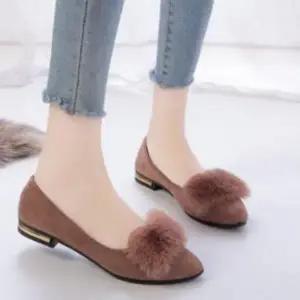 [하프클럽/다잇템]여성 퍼 세무 일상용 장식 플랫슈즈