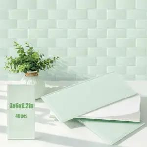 40 팩 3 x 6 인치 유리 지하철 타일 필 앤 스틱 벌크 5 평방 피트 욕실 주방 백스플래시 월 실내 DIY 거실
