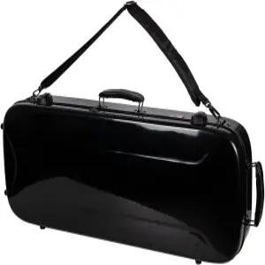 테너 사이즈용 크로스록 유리 우쿨렐레 케이스 직사각형 블랙 광택 마감 습도계 TSA 잠금 장치 백팩 스트랩