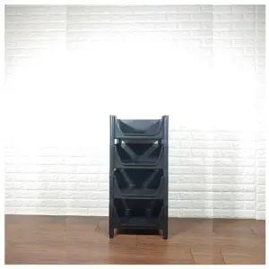 적층식 수납박스 4단)-블랙-고정형 적층식수납박스 수납박스 공간박스 수납용박스