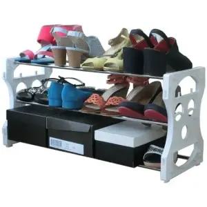 간편조립식 오픈형 3단 신발장 smile 정리 활용 하이힐 2배