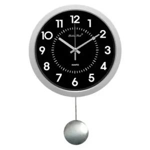 GB4202 무소음 컬러플 실버 메탈 추 벽시계 제조한국 추시계 무소음시계 원형시계 국산시계