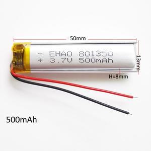 3.7V 500mAh Lipo 충전식 배터리 폴리머 리튬 801350 MP3 GPS DVD 블루투스 레코더 전자책 카메라용