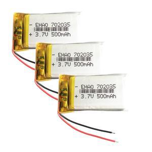 3개 3.7V 500mAh 리포 충전식 배터리 702035 MP3 GPS DVD 블루투스 레코더 스피커 전자 책 카메라