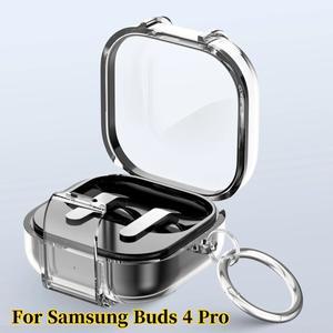 호환 갤럭시 호환 버즈 4 프로 케이스용 투명 크리스탈 블루투스 이어폰 안전 스위치 잠금 커버
