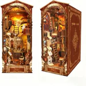 북 누크 키트 DIY 미니어처 인형집 성인과 청소년을 위한 3D 나무 퍼즐 책장 장식 공예 여성 애호가를 선물