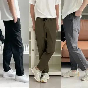 [아이에스이랩]남자 밴딩 테이퍼드핏 면 스판 슬랙스팬츠 I2SL023