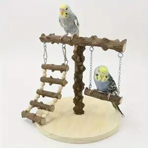 원목 앵무새 놀이터 조류 새장 스탠드 이동장 횟대 실내그네