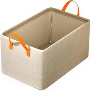 톱4커스 대형 패브릭 접이식 옷장 수납 바구니 통 손잡이가 있는 정리함 옷 장난감 용 선반 정리를 위한