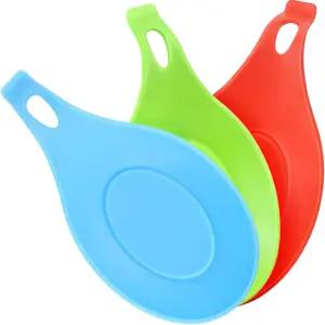 집게/스파툴라를 들고 디저트/스낵/애피타이저를 제공하는 SQXBK 3PCS 197mm 이지 클린 실리콘 스푼 받침대