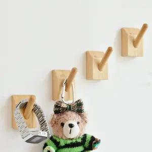 끈적끈적한 벽걸이 모자 선반 4종 세트 선택 가능한 4가지 색상 대나무 고리 DIY 장식 행 타월 옷 담요