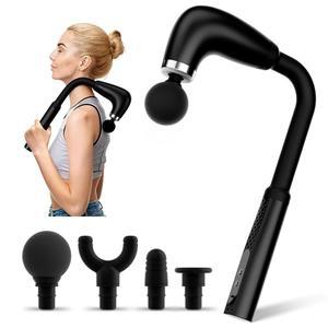 손잡이가 업그레이드된 베오니시 마사지 건, 허리 건 깊은 티슈, 근육 완화를 위한 마사지기 목 어깨 팔 다리 발, 교체 가능한 머리 4개 및 속도 9개 블랙