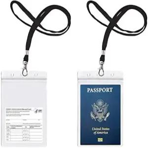 CypesCrafts의 크루즈 및 휴가에 이상적인 PVC 신분증 홀더와 직조 랜야드가 추가된 여권 배지 홀더2팩