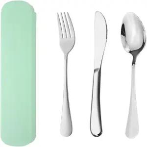 유단시 여행 도구 세트케이스와 함께 재사용 가능한 스테인리스 스틸 3개소풍 캠핑 학교 업무 도시락용