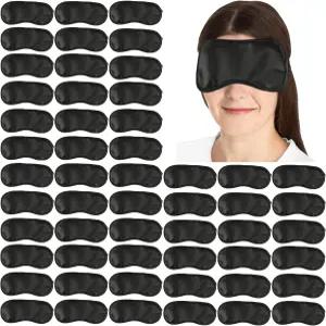 100PCS 수면 마스크 여성용 스트랩이 있는 눈가리개 여행 팀 빌딩 비행기용 섀도 커버블랙