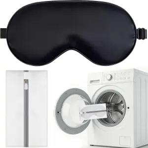 실크 수면 마스크 스트랩 조절 가능한 블랙아웃 가볍고 편안한 여성 및 남성용 눈가리개 커버용 보호 세탁