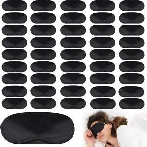 아네코 50피스 수면 마스크 벌크 그늘막 커버 파티용 코 패드와 여행용 용품용 조절 가능한 스트랩 블랙