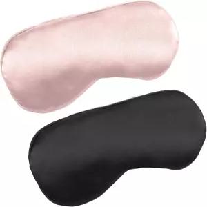 2개의 PCS 블랙 핑크 새틴 수면 마스크 위한 조절 가능한 실크 그늘 커버 플레이 파티 게임을 부드러운