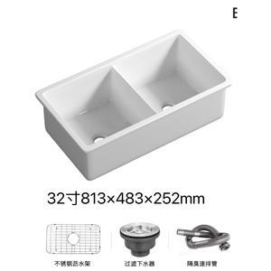 도자기 싱크볼 도기 개수대 정반면 손잡이 크롬색 하부장 탑볼 세면대 2구 21인치