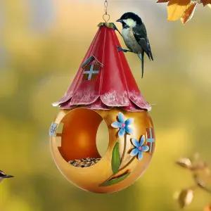 멀데일 솔라 버드 피더 - 매달린 귀여운 요정 디자인 방청 금속 LED 조명이 있는 외부 특이한 아트 선물