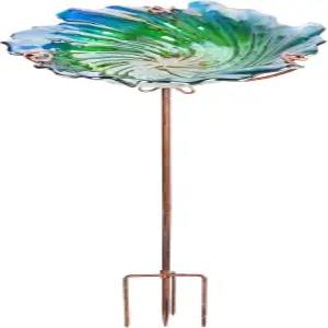 야외용 맘탑 유리 조류 목욕 마당 금속 말뚝 있는 정원 그릇